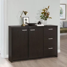 Kings Brand Furniture - Sideboard Buffet Storage Cabinet, Oak Chocolate