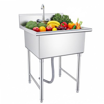 27in 1 Compartment Free Standing Small Sink Stainless Steel Prep & Utility Sink
