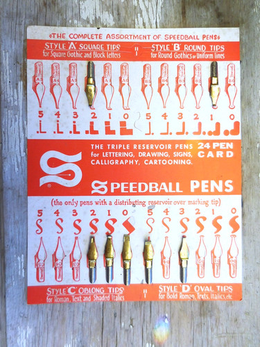 Vintage Speedball Pen Tip Display 7 TIPS