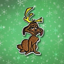 Max with Reindeer Antler Whoville Iron-On Embroidered Christmas Applique Patch 