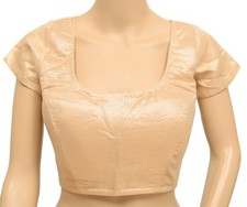 Sushila Vintage Golden Padded Woven Designer Top 40"Readymade Stitch Sari Blouse