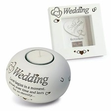 Image of Wedding Candle Holder Frame Set Couples Love Gift Said With Sentiment Boxed