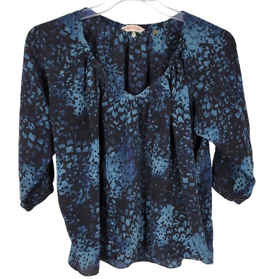 REBECCA TAYLOR Leopard Silk Off Shoulder Shirt Small Dark Fairycore whimsigoth