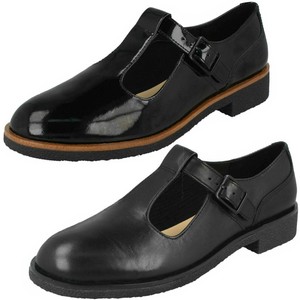 clarks flat patent shoes