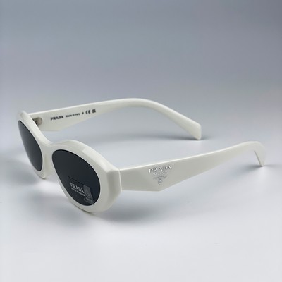 Prada Men Sunglasses Talc White Dark Grey Oval PR26ZS 17K08Z 