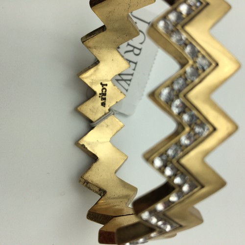 J CREW FACTORY Rhinestone Bracelet Hinged Chevron Zig Zag Gold Tone NEW WITH TAG - Picture 5 of 7