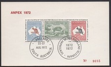 Australia 1972 ANPEX 72 Mini Sheet Cinderella with Red Printing Without Folder.