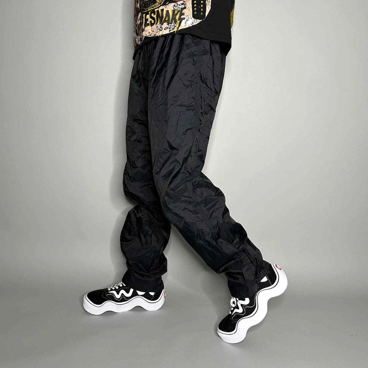 Columbia Nylon Sweatpants XL Jet Black Baggy Fit Mesh Lined