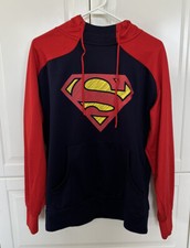 Superman Hoodie Mens Size Small Blue Pullover Hooded Sweatshirt DC Comics