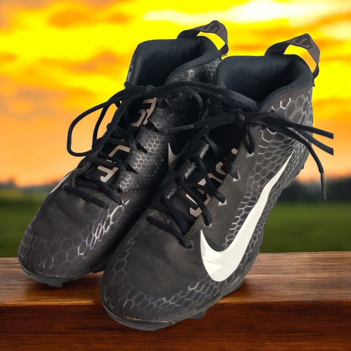 Nike Fastflex Vapor Baseball Cleats Shoes Black White Size