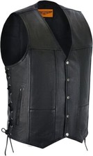 DREAM APPAREL MEN'S BLACK SZ.48 100 LEATHER MOTORCYCLE VEST W/GUN POCKET