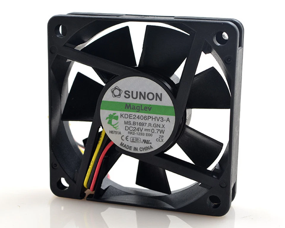 SUNON Cooling Fan KDE 6CM 6015 24V 0.7W KDE2406PHV3-A 60x60x 15mm 2.4"x2.4"x0.6" - Image 2 of 3