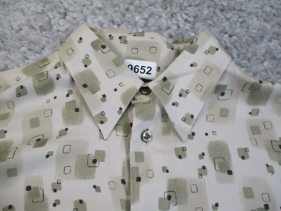 Camisa de Murano para hombre verde tostado medio MCM seda geométrica abotonada Foto 3 de 4