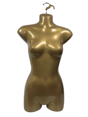 DisplayTown Gold Female Mannequin Hip Long Body Torso Dress Form & Hanging Hook