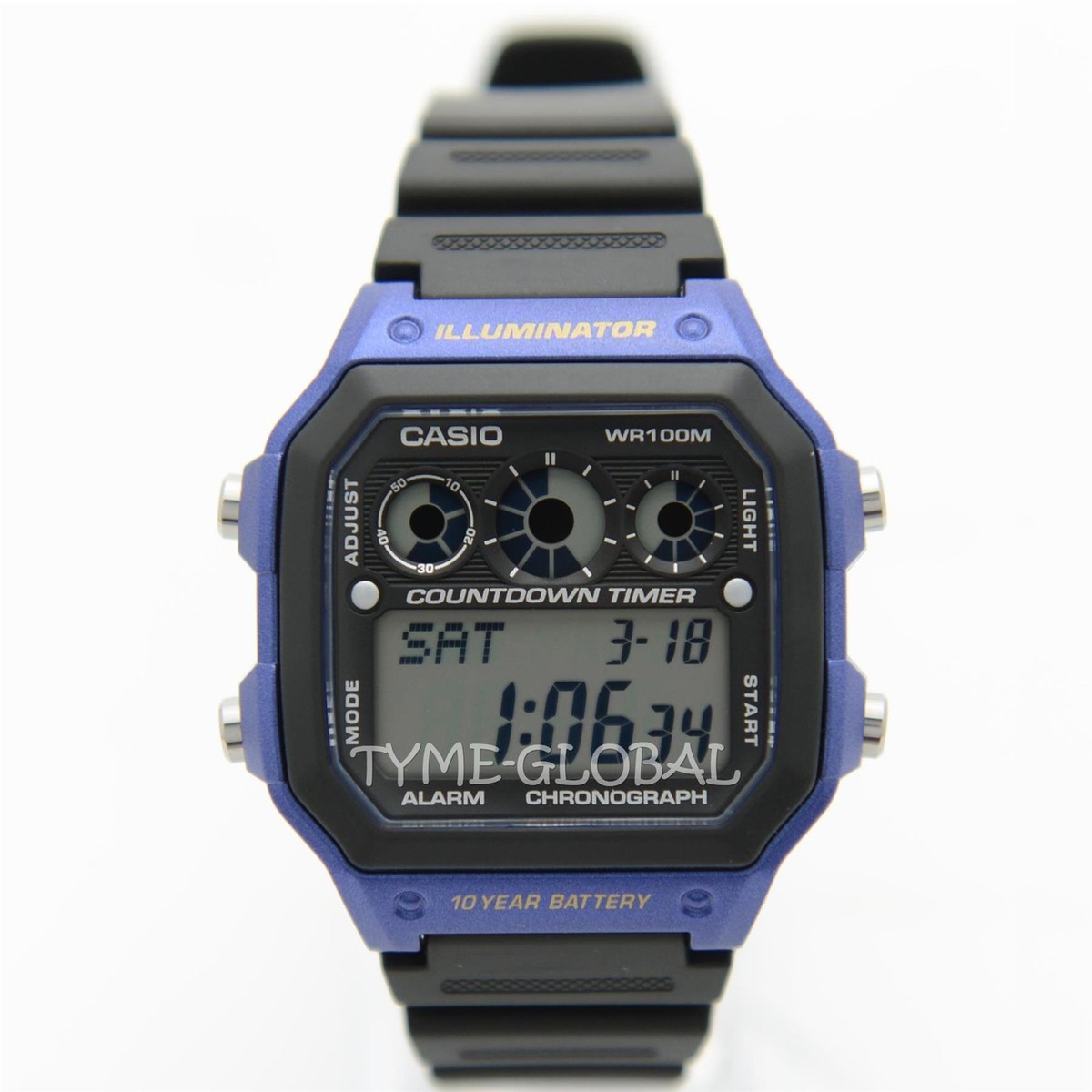 Casio AE-1300WH-2A Digital Blue & Black Resin Stopwatch Quartz