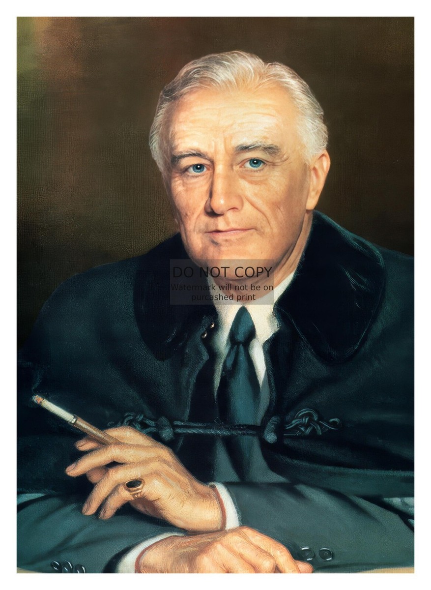 franklin roosevelt cigarette holder PRESIDENT FRANKLIN DELANORE ROOSEVELT SMOKING CIGARETTE PAINTING 5X7 PHOTO