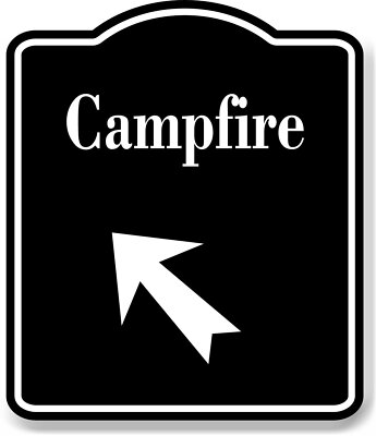 Campfire 45 Degree Up Left Arrow BLACK Aluminum Composite Sign