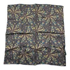 Gucci Brown Blue Yellow Renaissance Motif Pure Silk Handkerchief 16x16