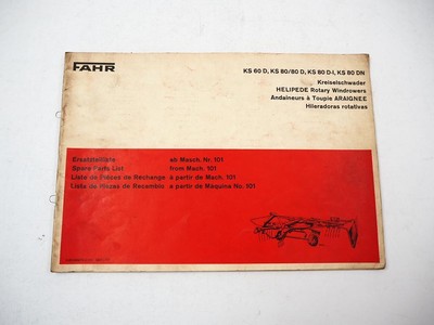 Deutz Fahr KS 60 80 D D-I DN Kreiselschwader Ersatzteilliste Parts List 1977