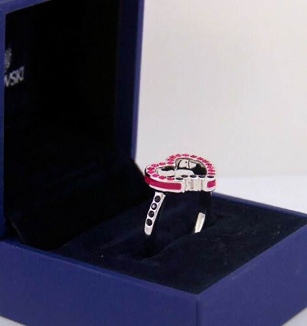 【美品】スワロフスキー Swarovski 『Hello Heart リング』 Swarovski HELLO Ring Pink Heart Shape (XLarge/60/9) -1024617