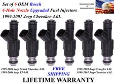 6X Upgrade 4-Hole OEM Bosch Fuel Injectors For 1999-2001 Jeep Cherokee 4.0L