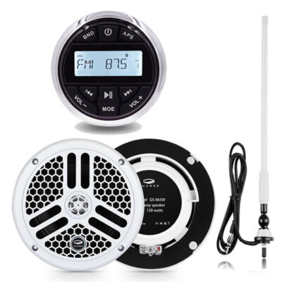 6.5'' 240W Marine Speakers System and Bluetooth Boat Radio and Waterproof Antenna