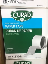 Case of 500 CURAD Paper Medical Tape 1" x 1.5 Yard Roll