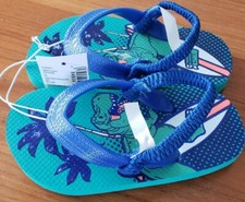 Childrens Place Toddler Boys 4/5 6/7 Surfing T-Rex Ankle Strap Flip Flops Sandal