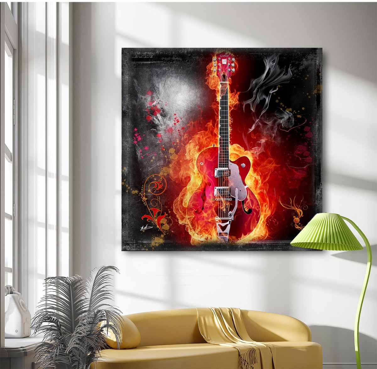 LAIART Leinwandbild „Gitarre“ – Modernes Musik-Kunstwerk In Blau, 40,6 X 61 Cm, Für Wohnzimmer & Büro