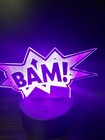 Edge Lit Tabletop Sign, Multi-Colored LED, Cool Bam Comic Action, Night Light