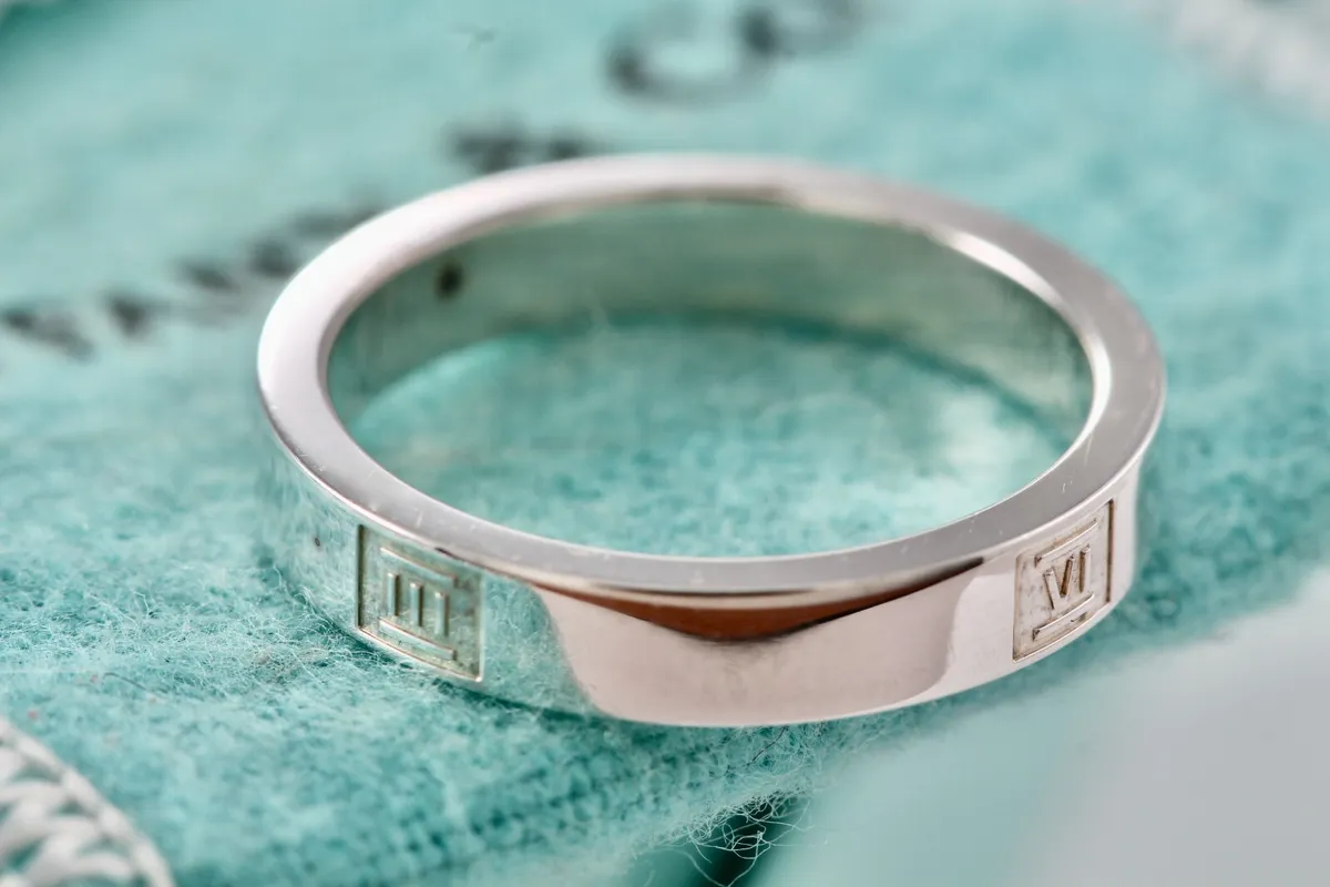 Tiffany & Co. Atlas Sterling Silver Motif Narrow Band Ring Size 6.5 | eBay