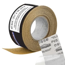 Premium 60 Grit PSA Gold Longboard Sandpaper, 2-3/4" Wide Continuous 10 Yard Rol