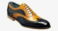 Men Handmade Shoes Two Tone Oxford Brogue Wingtip Racer Brogue Formal Wear Boots