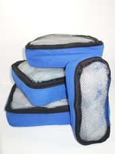 Packing Cubes Zipper Bag Set of 4 Luggage Organizer Case Blue Travel Storage USA
