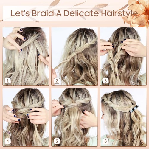 Braided Hair Clips For Women - Sparkling Crystal Stone Hair Clips For Styling... - Picture 4 of 9
