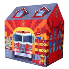 Fire Station Play Tent Kids Pretend Super Hero Playhouse Children Toy Castle