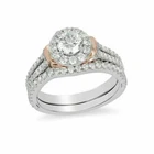 Disney Cinderella Frame Collar White Simulated Diamond Halo Ring Set in Silver