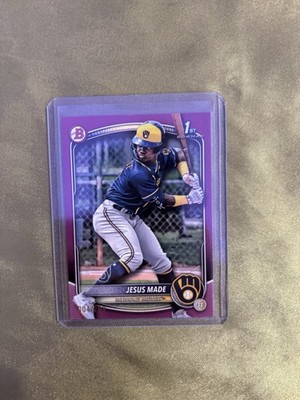 2025 Bowman Jesus Made 1st Bowman Fuchsia 004/299 Brewers MLB #1 Prospect!