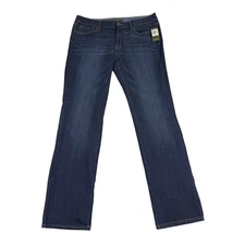 Eddie Bauer Womens Dark Blue Denim Cotton/Spandex Straight-Leg Jeans Size 12