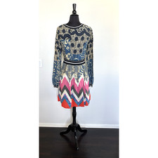 ANTHROPOLOGIE Maeve Sporty Chevron Dress SZ 8 with All over Print Multi Color