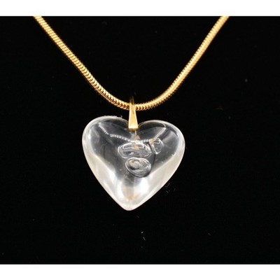 Crown Trifari Vintage Heart Pendant Necklace Lucite Chunky Gold Signed 40s BinY