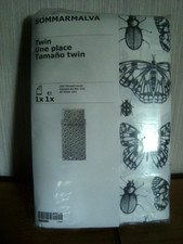 Ikea SOMMARMALVA Twin Duvet Cover with Pillowcase White Gray Black Butterflies