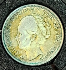 1944 Curaçao 1/10 Gulden Silver – Queen Wilhelmina-WWII (16.35)
