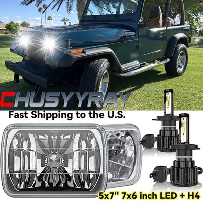 Pair 5x7'' 7x6'' LED Headlight H4 lamp For 1986 - 1992 Jeep Comanche MJ