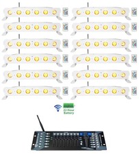 12 Rockville BEST STRIP 60 White Rechargeable Light Bars Wireless DMX Controller