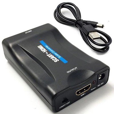 1080P HD SCART auf HDMI Adapter Video Audio Upscale Konverter USB Kabel TV DVD