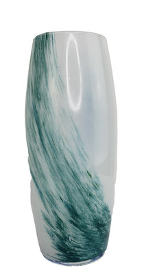 Murano Linea Astuni Translucent Geen/Blue Vase, 10''. Mouth Blown Handmade, Italy