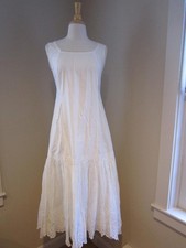 Antique 1910s/20s White Cotton Sleeveless Fitted Slip/Dress Whitework Embroidery