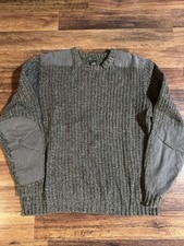 Vtg Eddie Bauer Wool Blend Knit Sweater Green Mens Large Reinforced Elbow Pads