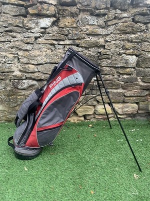 Ping Hoofer Craz-E-Lite Golftasche Standbag Doppelgurt grau rot 6 Wege Teiler
